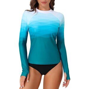 Women's Long Sleeve UV Rash Guard Shirt Spf 50+ Sun Protection Swimwear